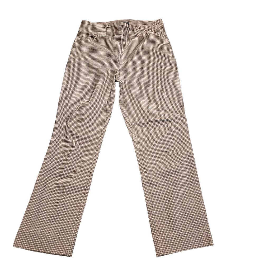 Hilary Radley Black White Micro Check Straight Leg Career Pants Size Medium